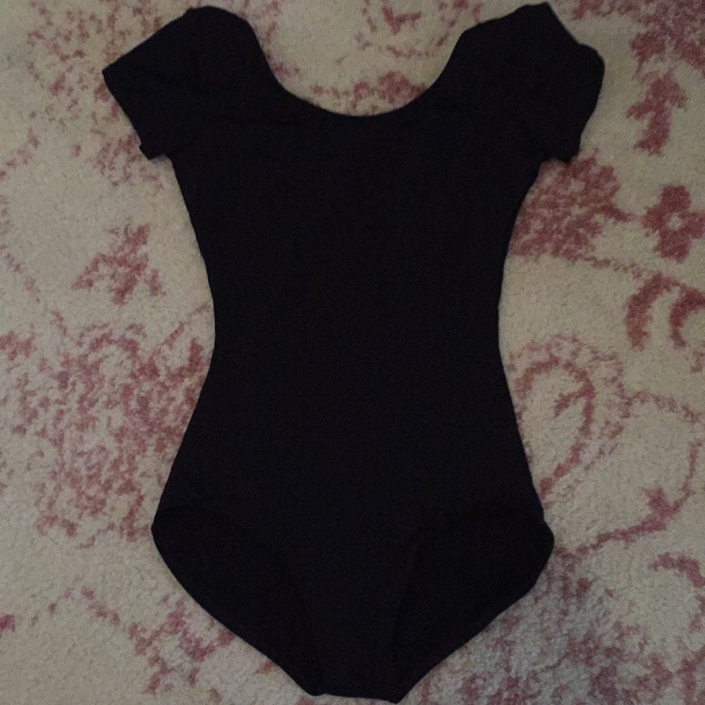 Black Short Sleeve Ballet Leotard